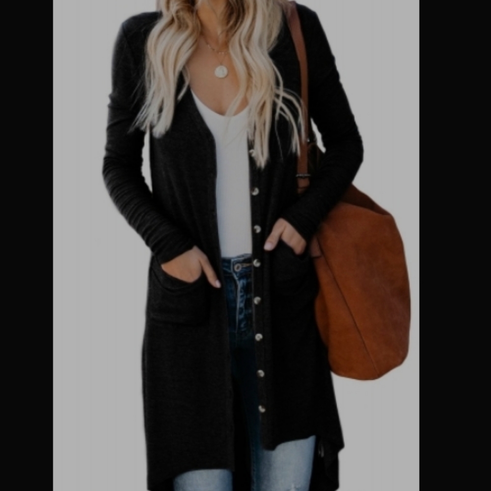 Selected Button Down Pocketed High Low Cardi - image 1